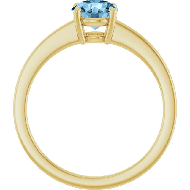 10K Gold Oval Natural Sky Blue Topaz Solitaire Ring - Yellow Gold - view 2