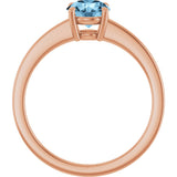 14K Gold Oval Natural Sky Blue Topaz Solitaire Ring - Rose Gold - view 2