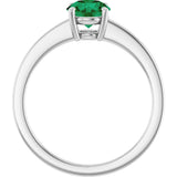 10K Gold Oval Lab-Grown Emerald Solitaire Ring - White Gold - view 2