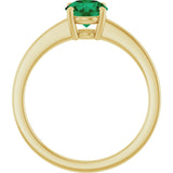 10K Gold Oval Lab-Grown Emerald Solitaire Ring - Yellow Gold - view 2