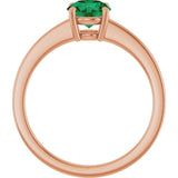 14K Gold Emerald Lab-Grown Emerald Solitaire Ring - Rose Gold - view 2