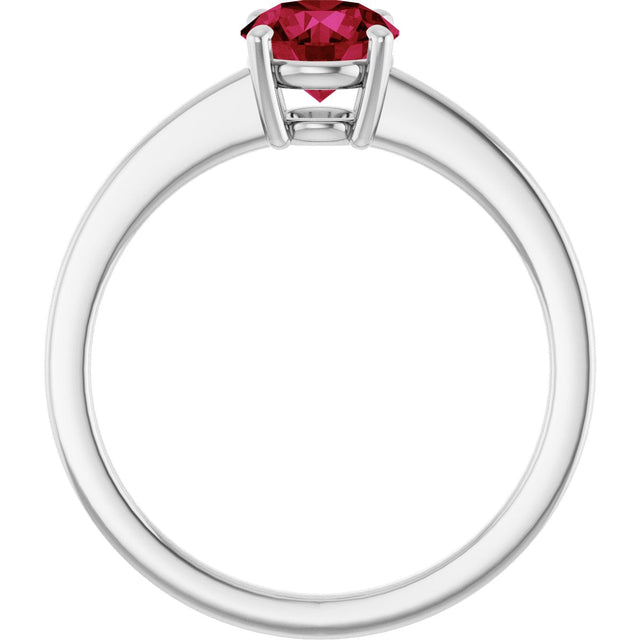 10K Gold Oval Lab-Grown Ruby Solitaire Ring - White Gold - view 2