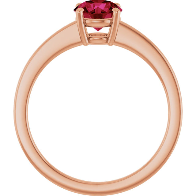 14K Gold Oval Lab-Grown Ruby Solitaire Ring - Rose Gold - view 2