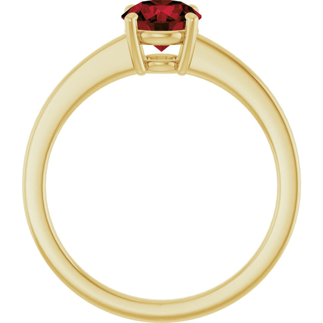 10K Gold Oval Natural Mozambique Garnet Solitaire Ring - Yellow Gold - view 2