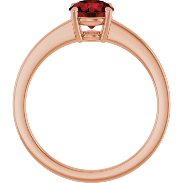 14K Gold Oval Natural Mozambique Garnet Solitaire Ring - Rose Gold - view 2