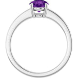 10K Gold Oval Natural Amethyst Solitaire Ring - White Gold - view 2