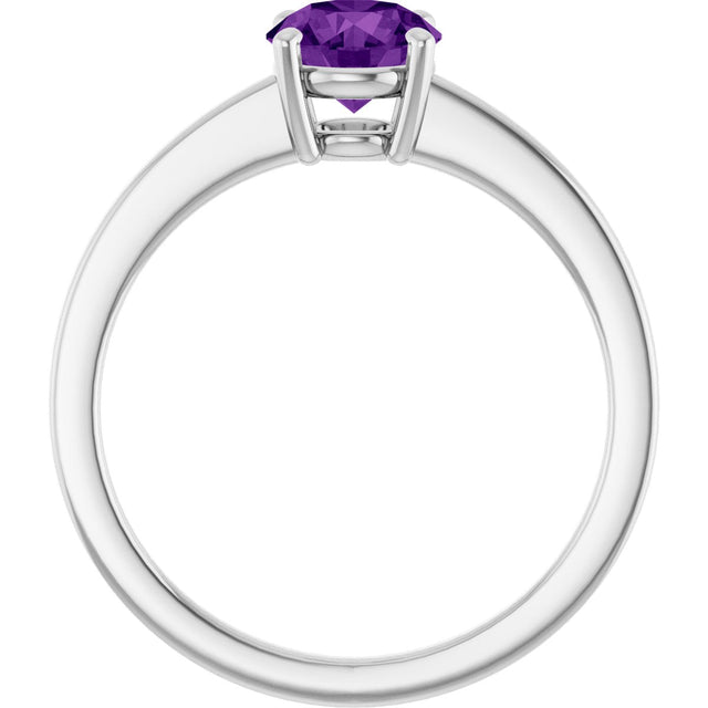 10K Gold Oval Natural Amethyst Solitaire Ring - White Gold - view 2