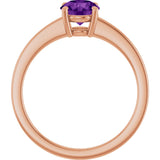 14K Gold Oval Natural Amethyst Solitaire Ring - Rose Gold - view 2