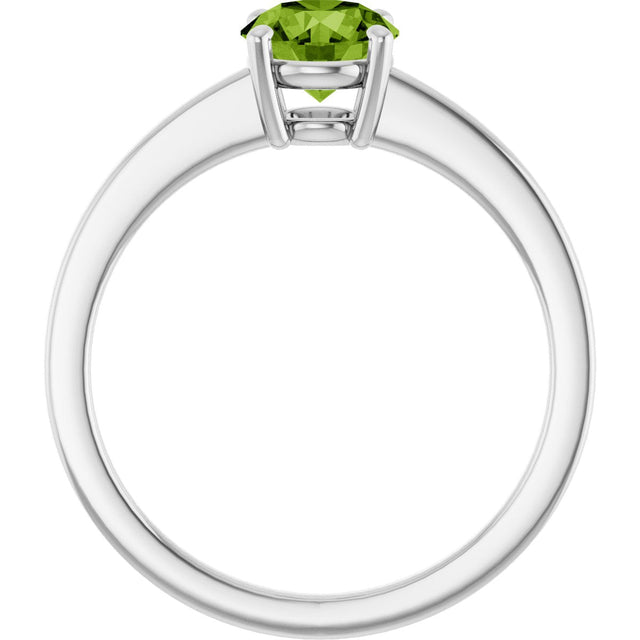 10K Gold Oval Natural Peridot Solitaire Ring - White Gold - view 2