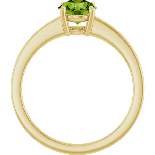 10K Gold Oval Natural Peridot Solitaire Ring - Yellow Gold - view 2
