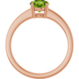 14K Gold Oval Natural Peridot Solitaire Ring – 6x4mm - Rose Gold - view 2