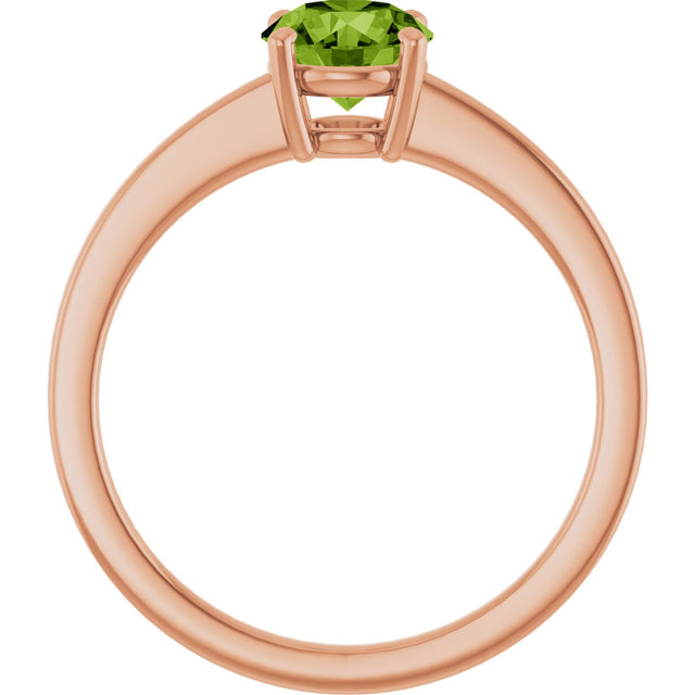 14K Gold Oval Natural Peridot Solitaire Ring – 6x4mm - Rose Gold - view 2