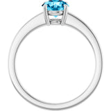 10K Gold Oval Natural Aquamarine Solitaire Ring - White Gold - view 2