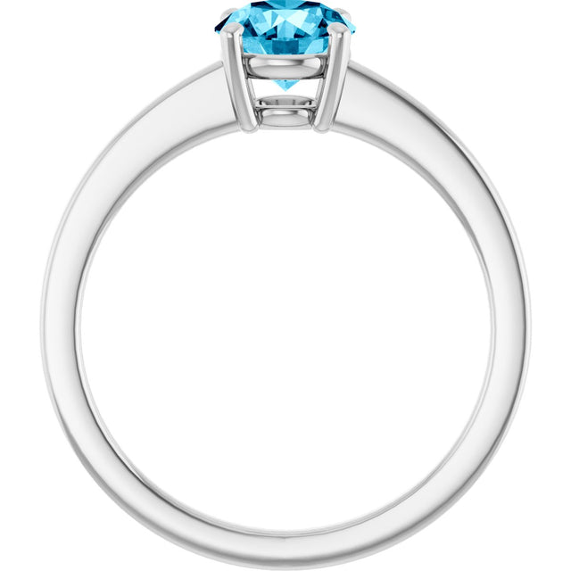 10K Gold Oval Natural Aquamarine Solitaire Ring - White Gold - view 2