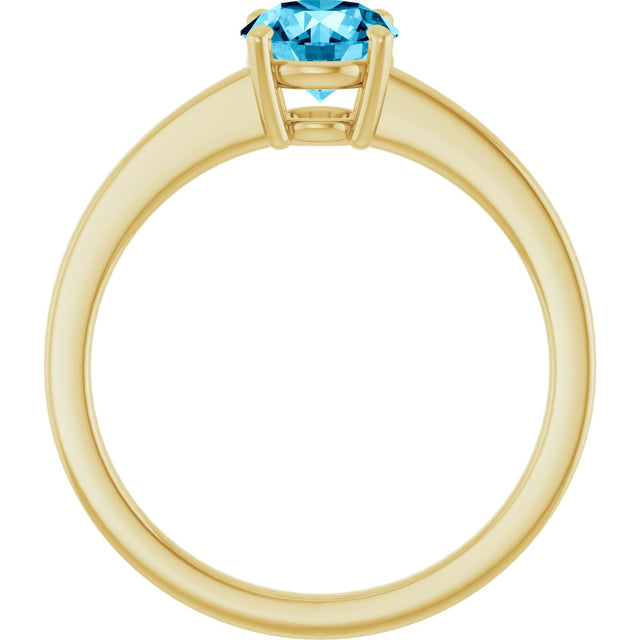 10K Gold Oval Natural Aquamarine Solitaire Ring - Yellow Gold - view 2