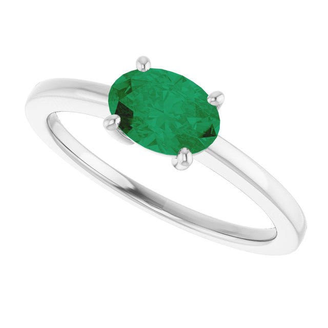 Platinum Emerald Lab-Grown Emerald Solitaire Ring - view 5