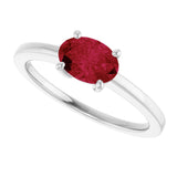 10K Gold Oval Lab-Grown Ruby Solitaire Ring - White Gold - view 5