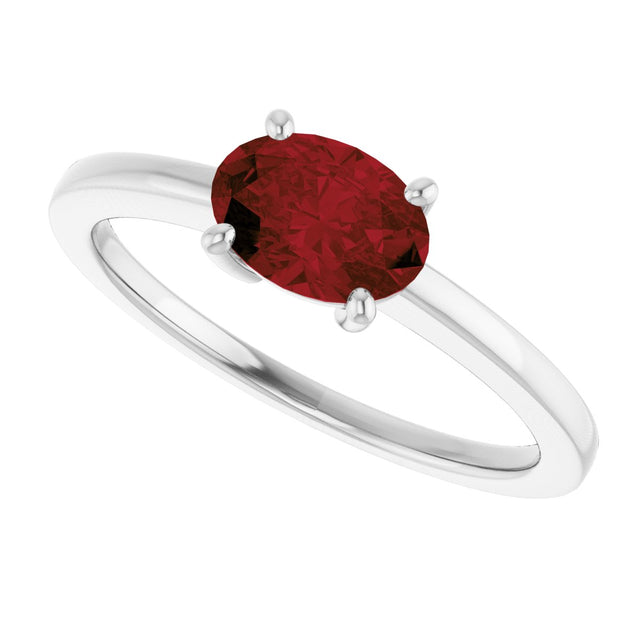 10K Gold Oval Natural Mozambique Garnet Solitaire Ring - White Gold - view 5