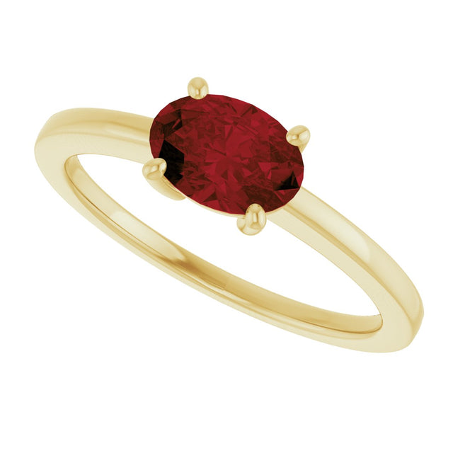 10K Gold Oval Natural Mozambique Garnet Solitaire Ring - Yellow Gold - view 5