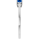 10K Gold Oval Lab-Grown Blue Sapphire Solitaire Ring - White Gold - view 4