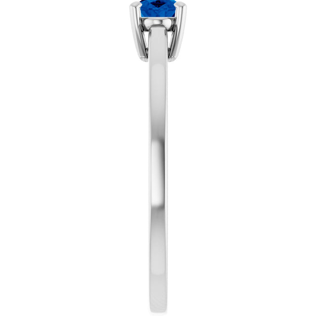 10K Gold Oval Lab-Grown Blue Sapphire Solitaire Ring - White Gold - view 4