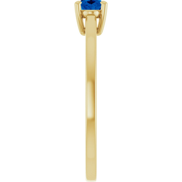 10K Gold Oval Lab-Grown Blue Sapphire Solitaire Ring - Yellow Gold - view 4