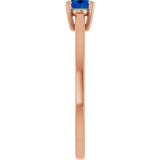 14K Gold Oval Lab-Grown Blue Sapphire Solitaire Ring - Rose Gold - view 4
