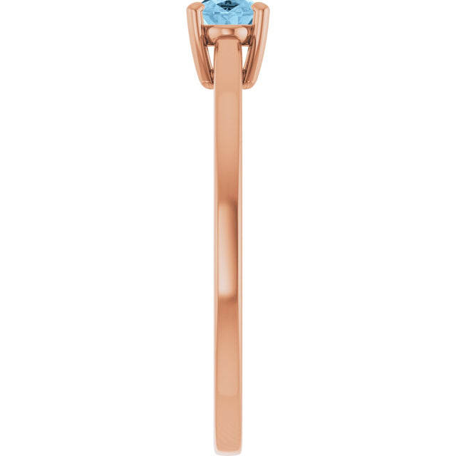 14K Gold Oval Natural Sky Blue Topaz Solitaire Ring - Rose Gold - view 4
