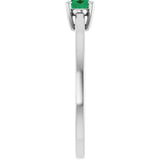 10K Gold Oval Lab-Grown Emerald Solitaire Ring - White Gold - view 4