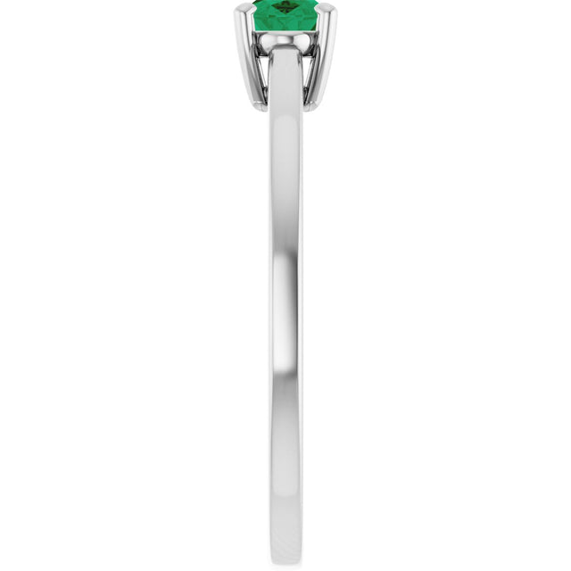 10K Gold Oval Lab-Grown Emerald Solitaire Ring - White Gold - view 4