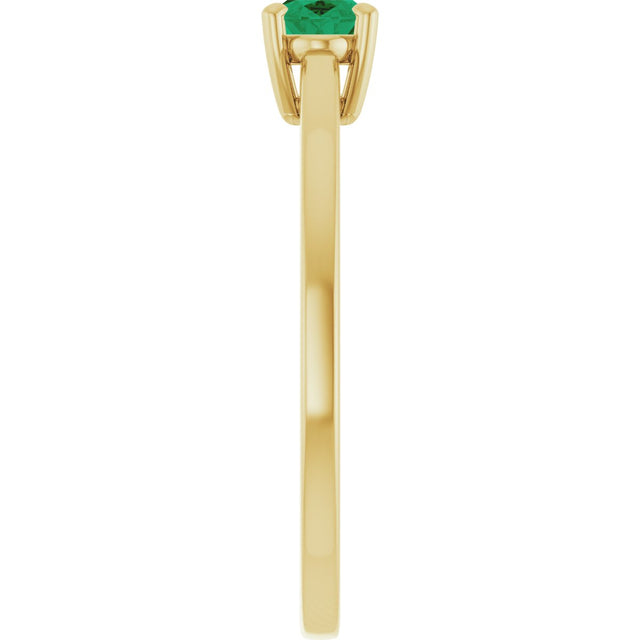 10K Gold Oval Lab-Grown Emerald Solitaire Ring - Yellow Gold - view 4