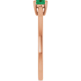 14K Gold Emerald Lab-Grown Emerald Solitaire Ring - Rose Gold - view 4