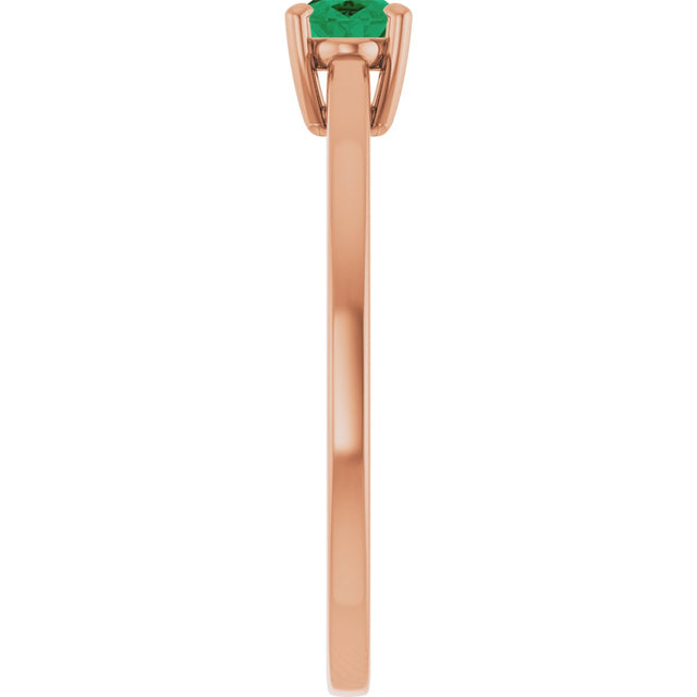 14K Gold Emerald Lab-Grown Emerald Solitaire Ring - Rose Gold - view 4