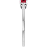 10K Gold Oval Lab-Grown Ruby Solitaire Ring - White Gold - view 4
