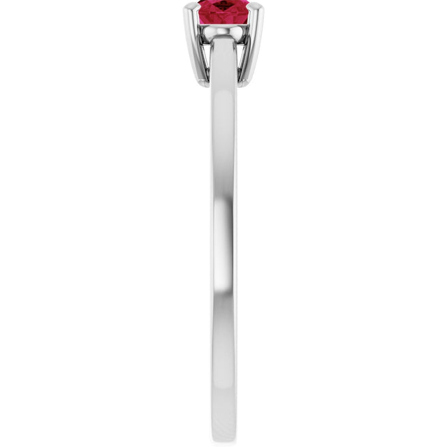 10K Gold Oval Lab-Grown Ruby Solitaire Ring - White Gold - view 4