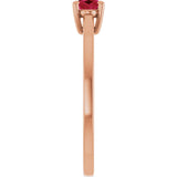 14K Gold Oval Lab-Grown Ruby Solitaire Ring - Rose Gold - view 4