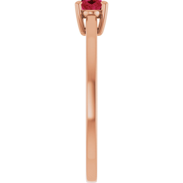 14K Gold Oval Lab-Grown Ruby Solitaire Ring - Rose Gold - view 4