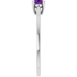 10K Gold Oval Natural Amethyst Solitaire Ring - White Gold - view 4