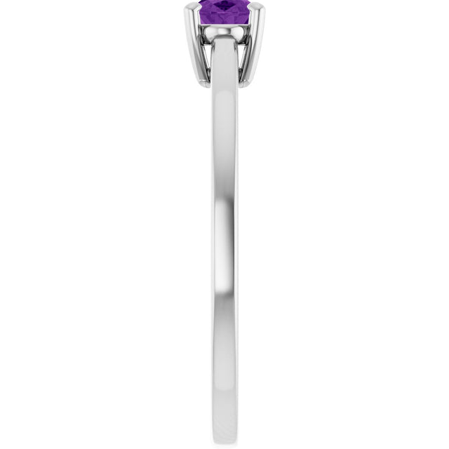 10K Gold Oval Natural Amethyst Solitaire Ring - White Gold - view 4