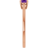 14K Gold Oval Natural Amethyst Solitaire Ring - Rose Gold - view 4