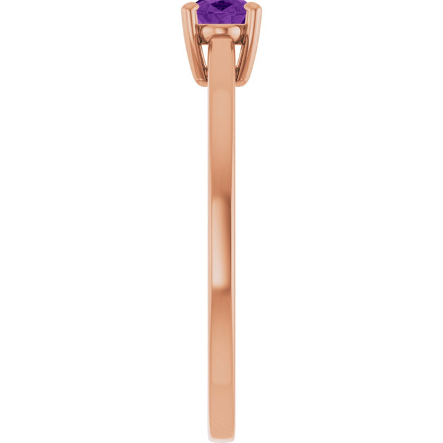 14K Gold Oval Natural Amethyst Solitaire Ring - Rose Gold - view 4