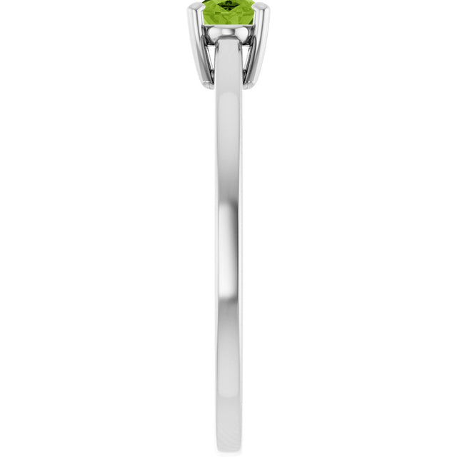 10K Gold Oval Natural Peridot Solitaire Ring - White Gold - view 4