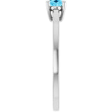 10K Gold Oval Natural Aquamarine Solitaire Ring - White Gold - view 4