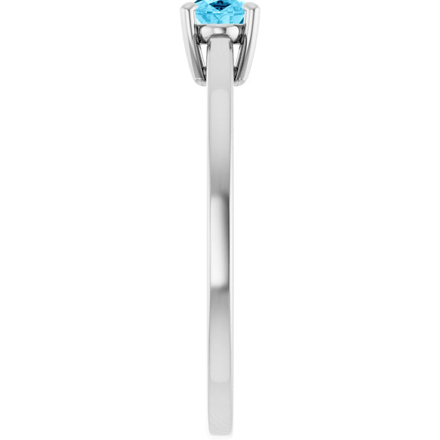 10K Gold Oval Natural Aquamarine Solitaire Ring - White Gold - view 4