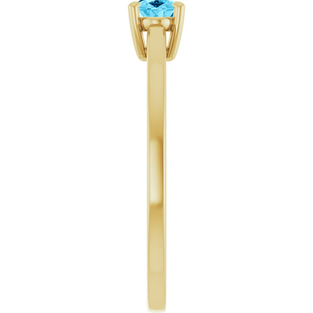 10K Gold Oval Natural Aquamarine Solitaire Ring - Yellow Gold - view 4