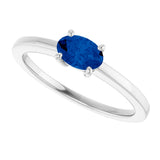 10K Gold Oval Lab-Grown Blue Sapphire Solitaire Ring - White Gold - view 5