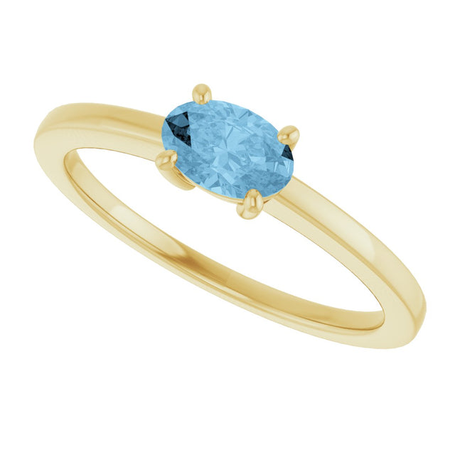 10K Gold Oval Natural Sky Blue Topaz Solitaire Ring - Yellow Gold - view 5