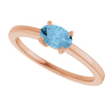 14K Gold Oval Natural Sky Blue Topaz Solitaire Ring - Rose Gold - view 5