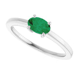 10K Gold Oval Lab-Grown Emerald Solitaire Ring - White Gold - view 5