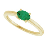 10K Gold Oval Lab-Grown Emerald Solitaire Ring - Yellow Gold - view 5